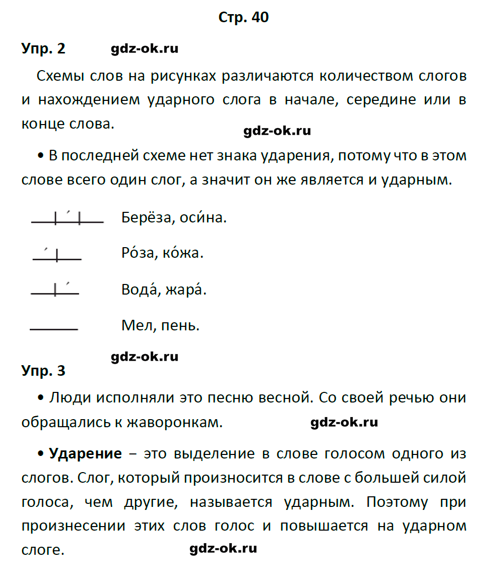 гдз 1 класс учебник страница 40 русский язык Канакина, Горецкий