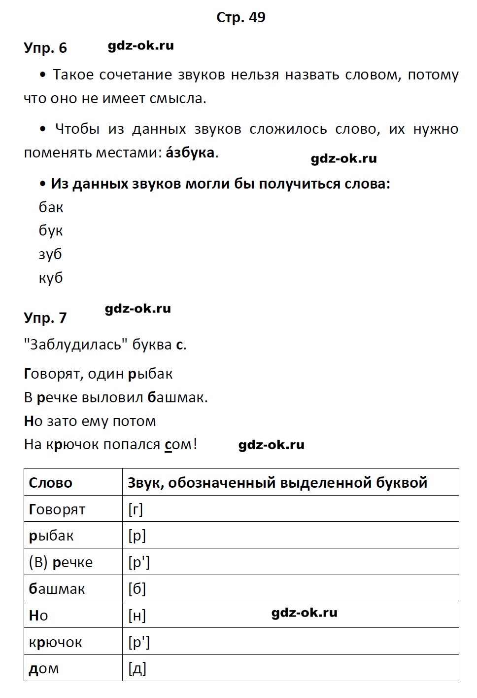 гдз 1 класс учебник страница 49 русский язык Канакина, Горецкий