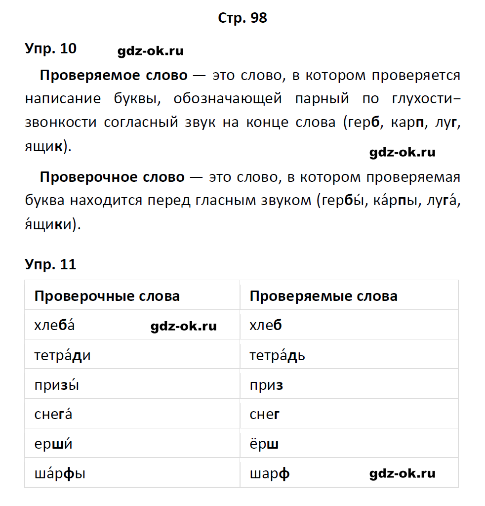 гдз 1 класс учебник страница 98 русский язык Канакина, Горецкий