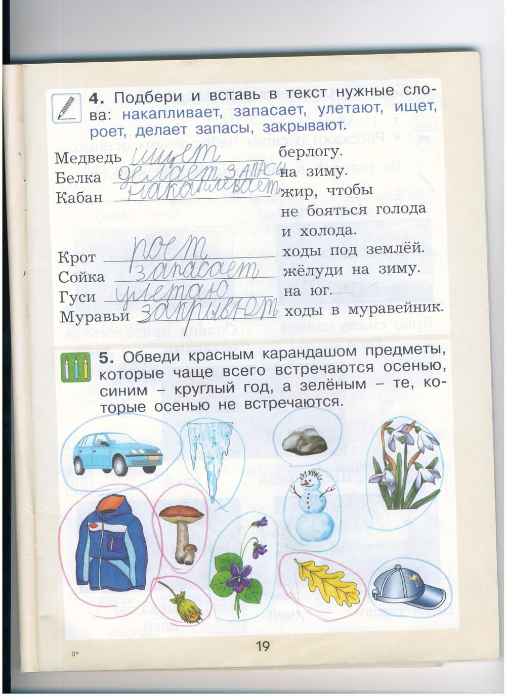 гдз 1 класс рабочая тетрадь страница 19 окружающий мир Вахрушев, Бурский, Раутиан