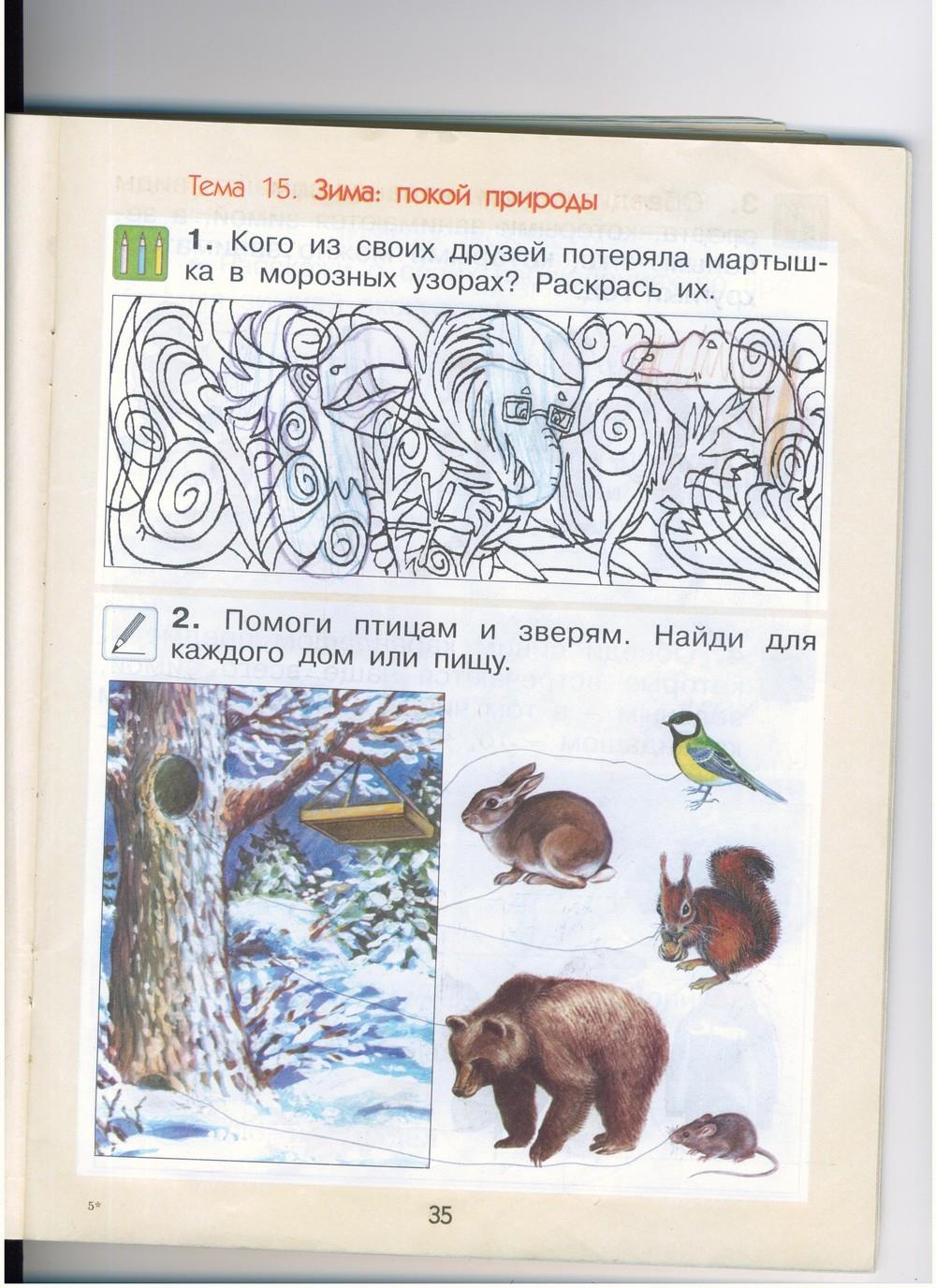 гдз 1 класс рабочая тетрадь страница 35 окружающий мир Вахрушев, Бурский, Раутиан