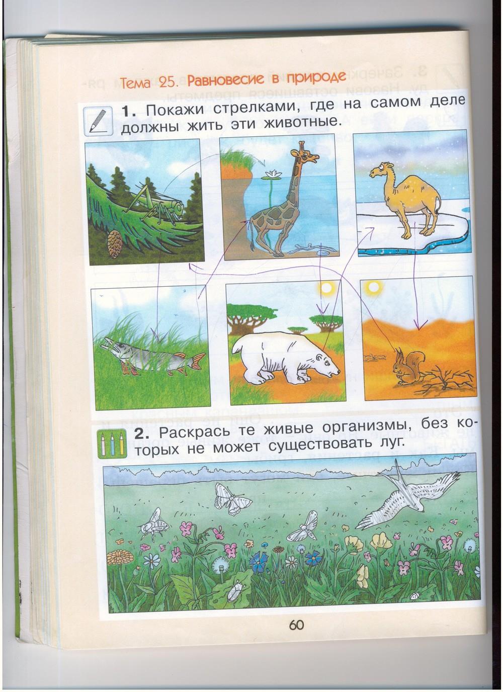 гдз 1 класс рабочая тетрадь страница 60 окружающий мир Вахрушев, Бурский, Раутиан