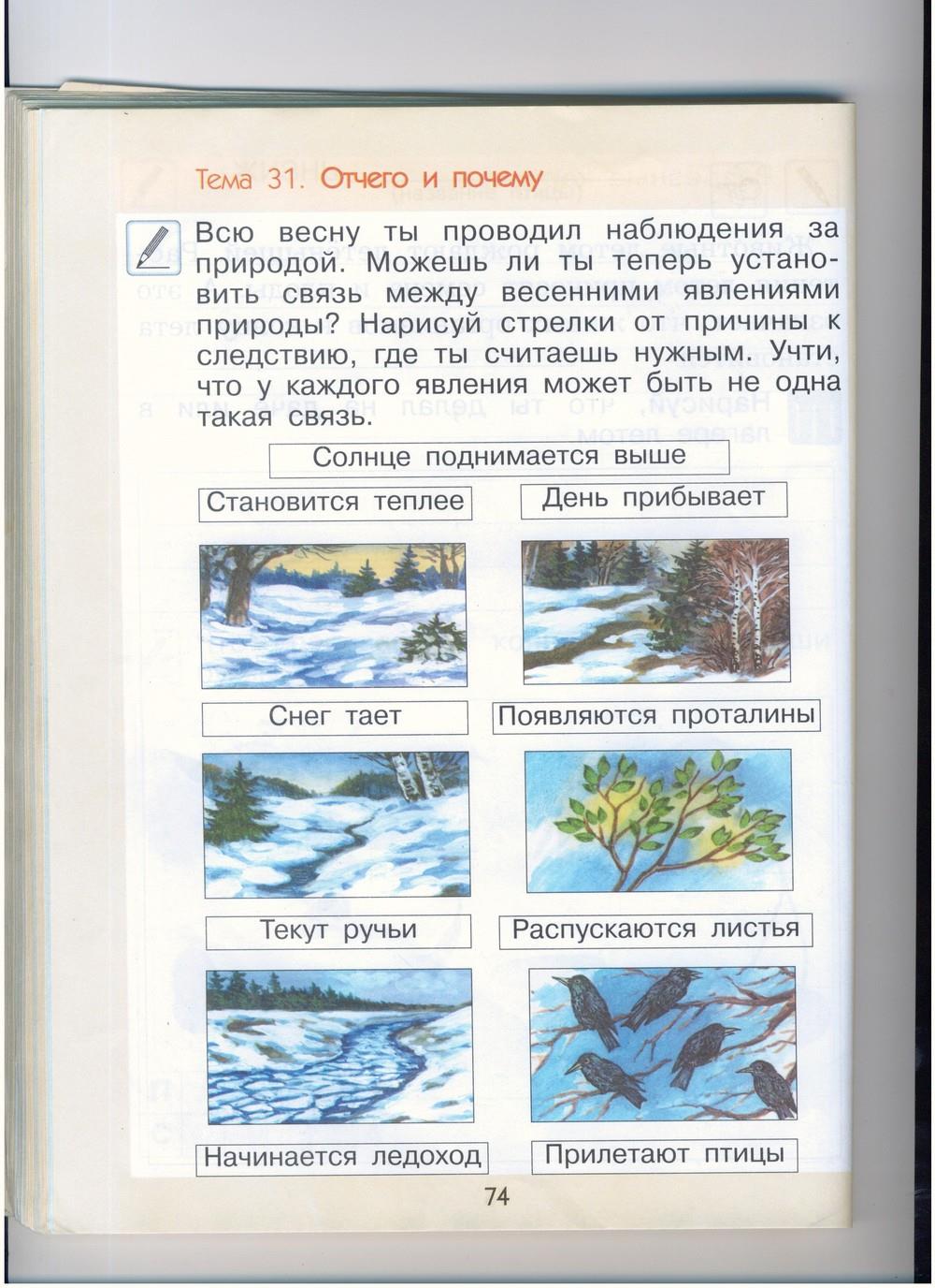 гдз 1 класс рабочая тетрадь страница 74 окружающий мир Вахрушев, Бурский, Раутиан