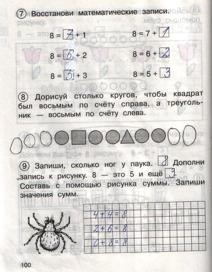 гдз 1 класс рабочая тетрадь часть 1 страница 100 математика Захарова, Юдина