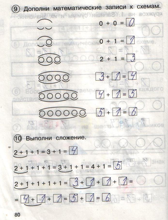 гдз 1 класс рабочая тетрадь часть 1 страница 80 математика Захарова, Юдина