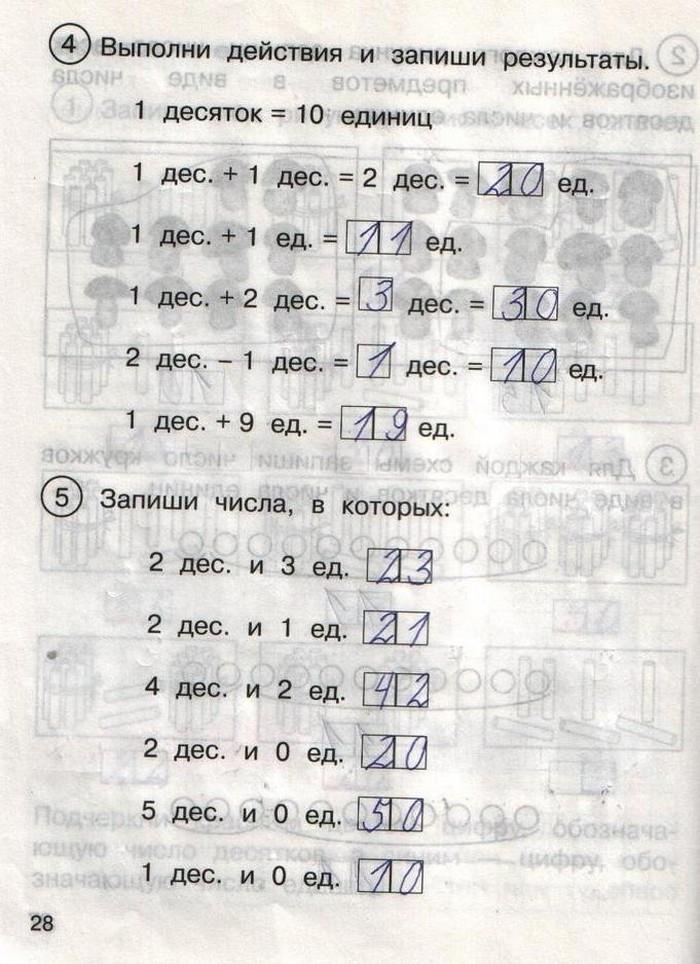 гдз 1 класс рабочая тетрадь часть 2 страница 28 математика Захарова, Юдина