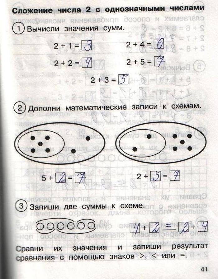 гдз 1 класс рабочая тетрадь часть 2 страница 41 математика Захарова, Юдина