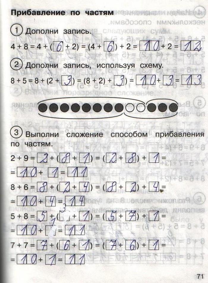 гдз 1 класс рабочая тетрадь часть 2 страница 71 математика Захарова, Юдина