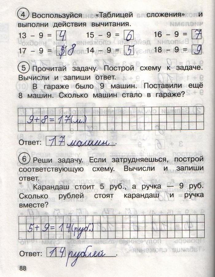 гдз 1 класс рабочая тетрадь часть 2 страница 88 математика Захарова, Юдина