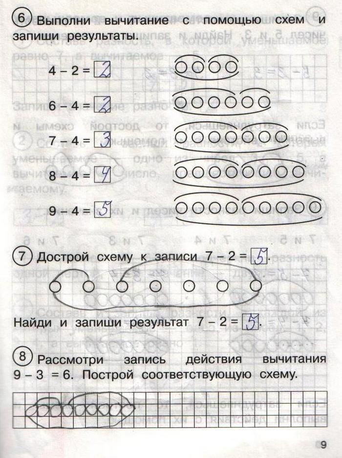 гдз 1 класс рабочая тетрадь часть 2 страница 9 математика Захарова, Юдина