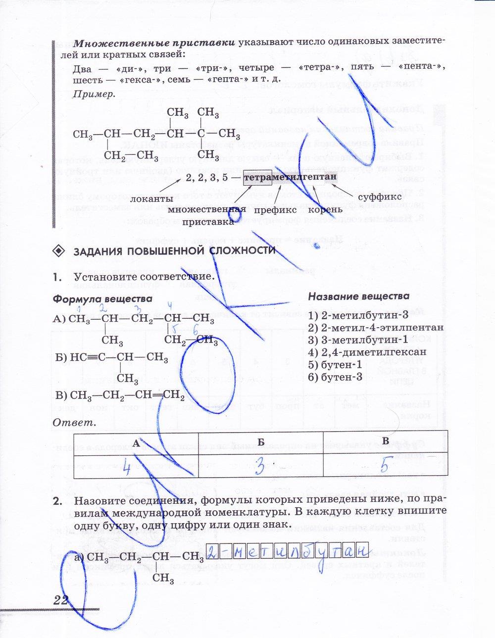 гдз 10 класс рабочая тетрадь страница 22 химия Еремин, Дроздов
