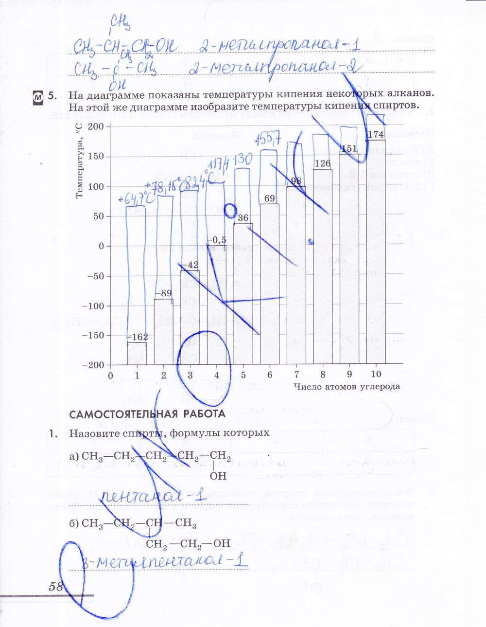 гдз 10 класс рабочая тетрадь страница 58 химия Еремин, Дроздов