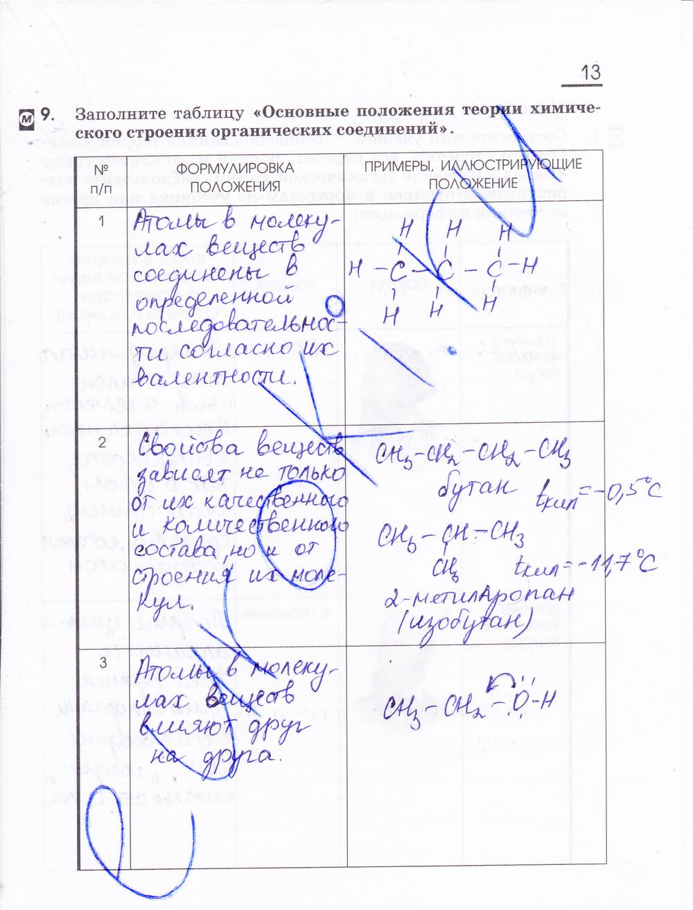 гдз 10 класс рабочая тетрадь страница 13 химия Габриелян, Сладков