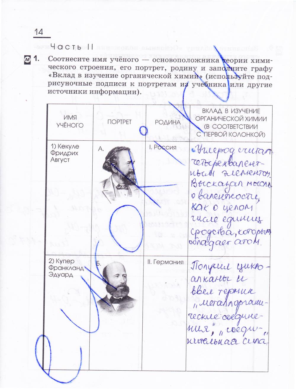 гдз 10 класс рабочая тетрадь страница 14 химия Габриелян, Сладков