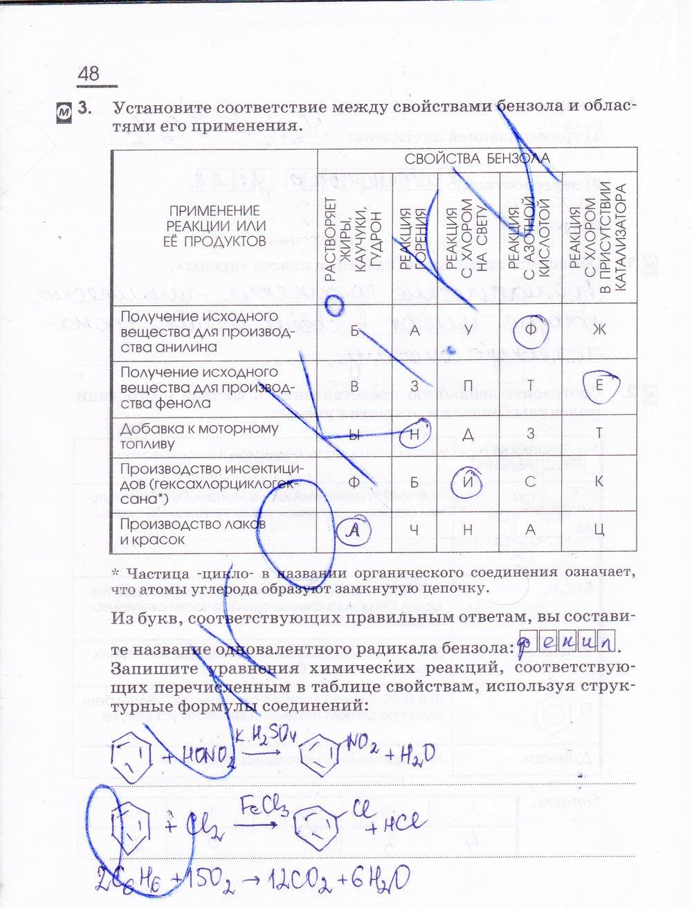 гдз 10 класс рабочая тетрадь страница 48 химия Габриелян, Сладков
