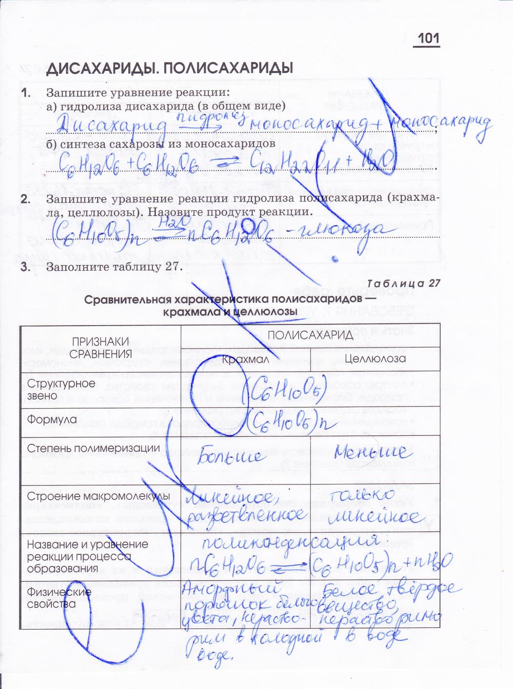 гдз 10 класс рабочая тетрадь страница 101 химия Габриелян, Яшукова