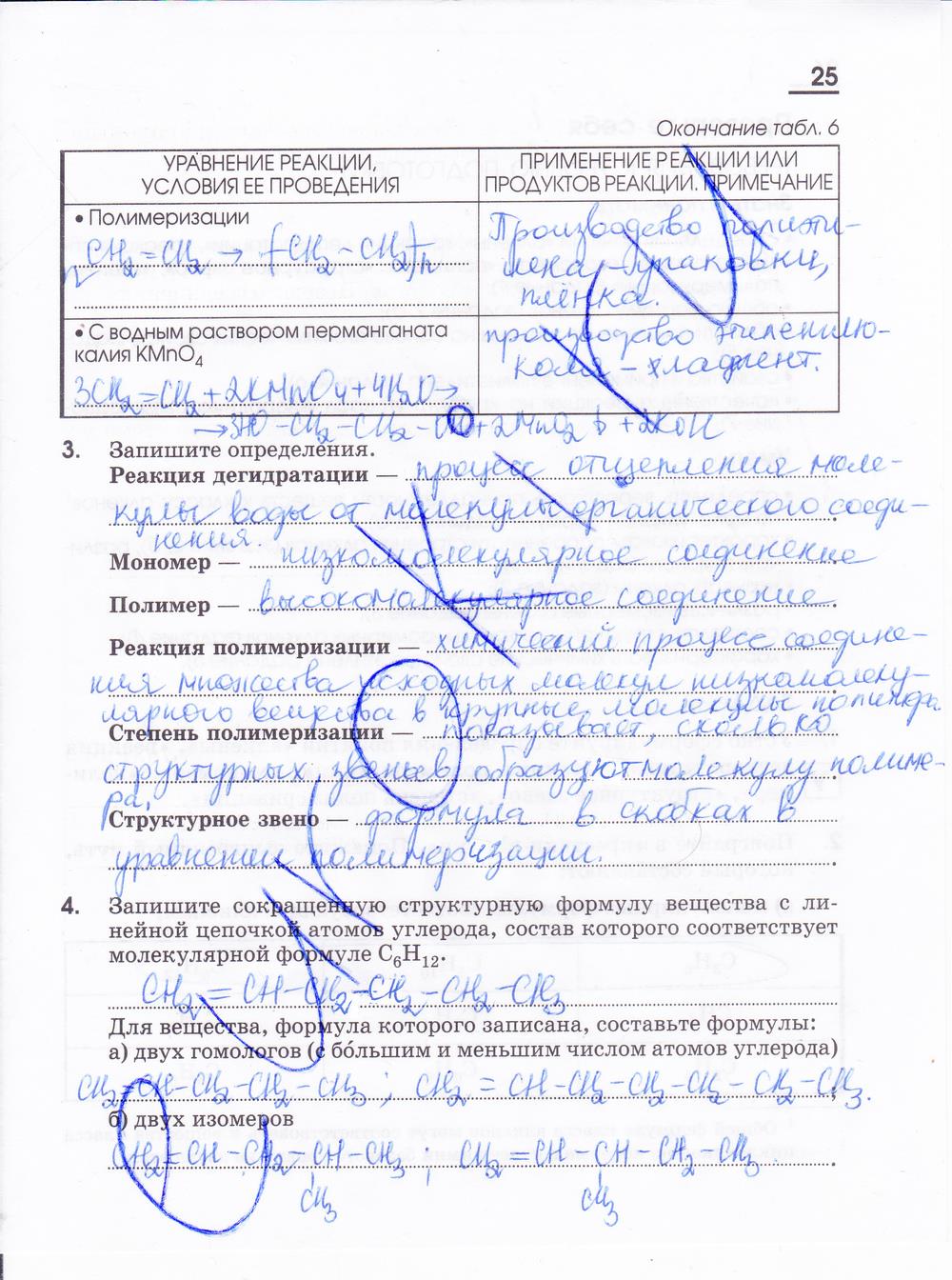 гдз 10 класс рабочая тетрадь страница 25 химия Габриелян, Яшукова