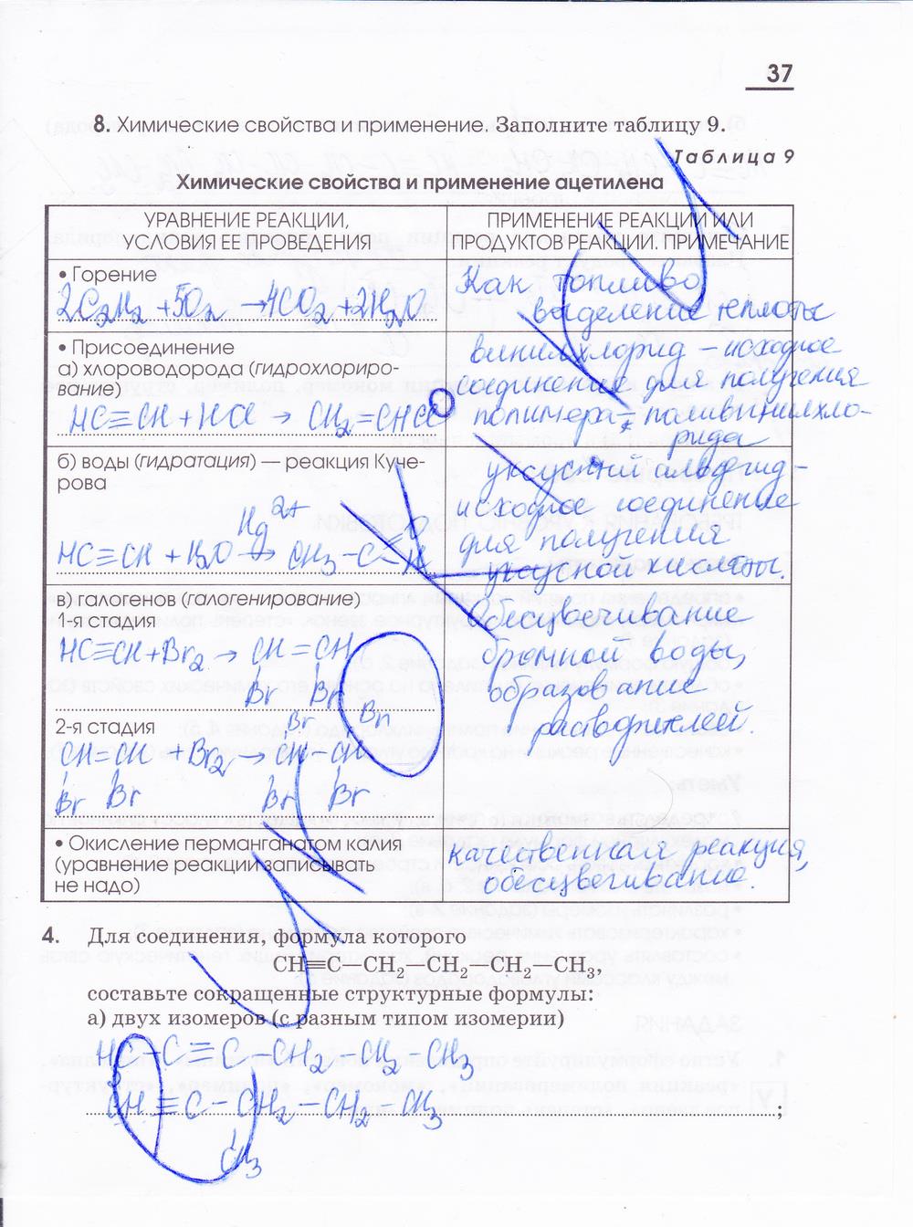 гдз 10 класс рабочая тетрадь страница 37 химия Габриелян, Яшукова