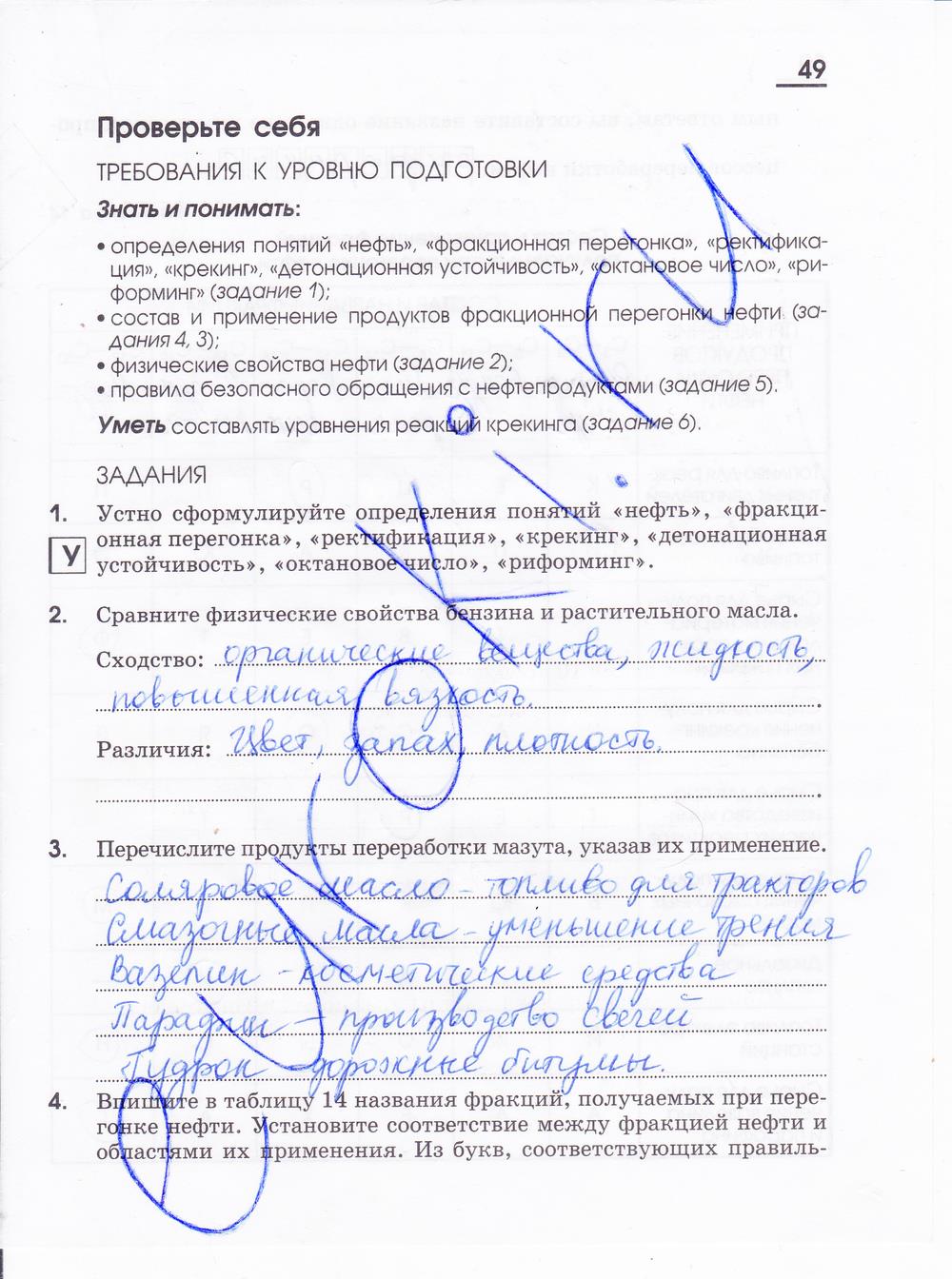 гдз 10 класс рабочая тетрадь страница 49 химия Габриелян, Яшукова