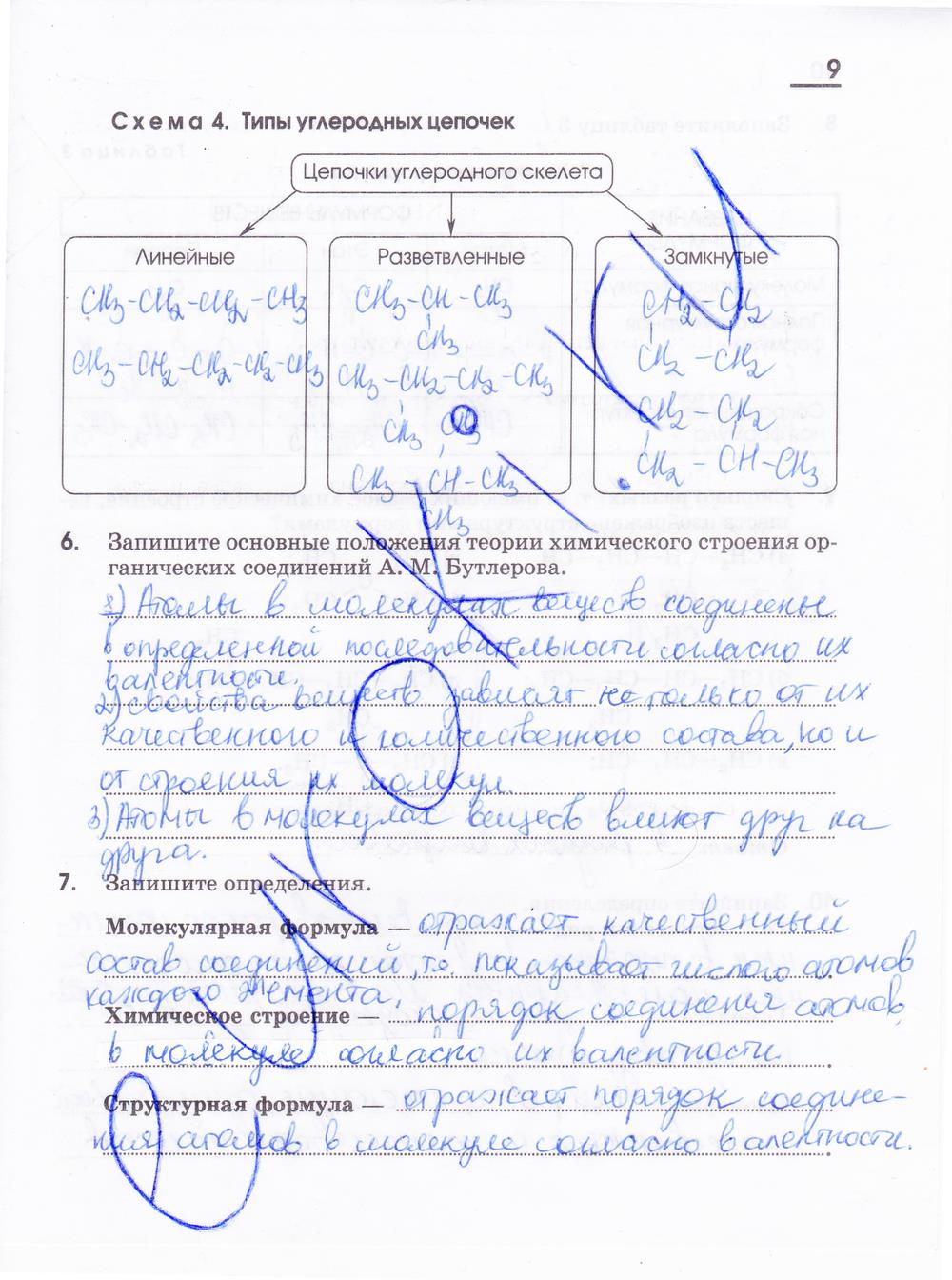 гдз 10 класс рабочая тетрадь страница 9 химия Габриелян, Яшукова
