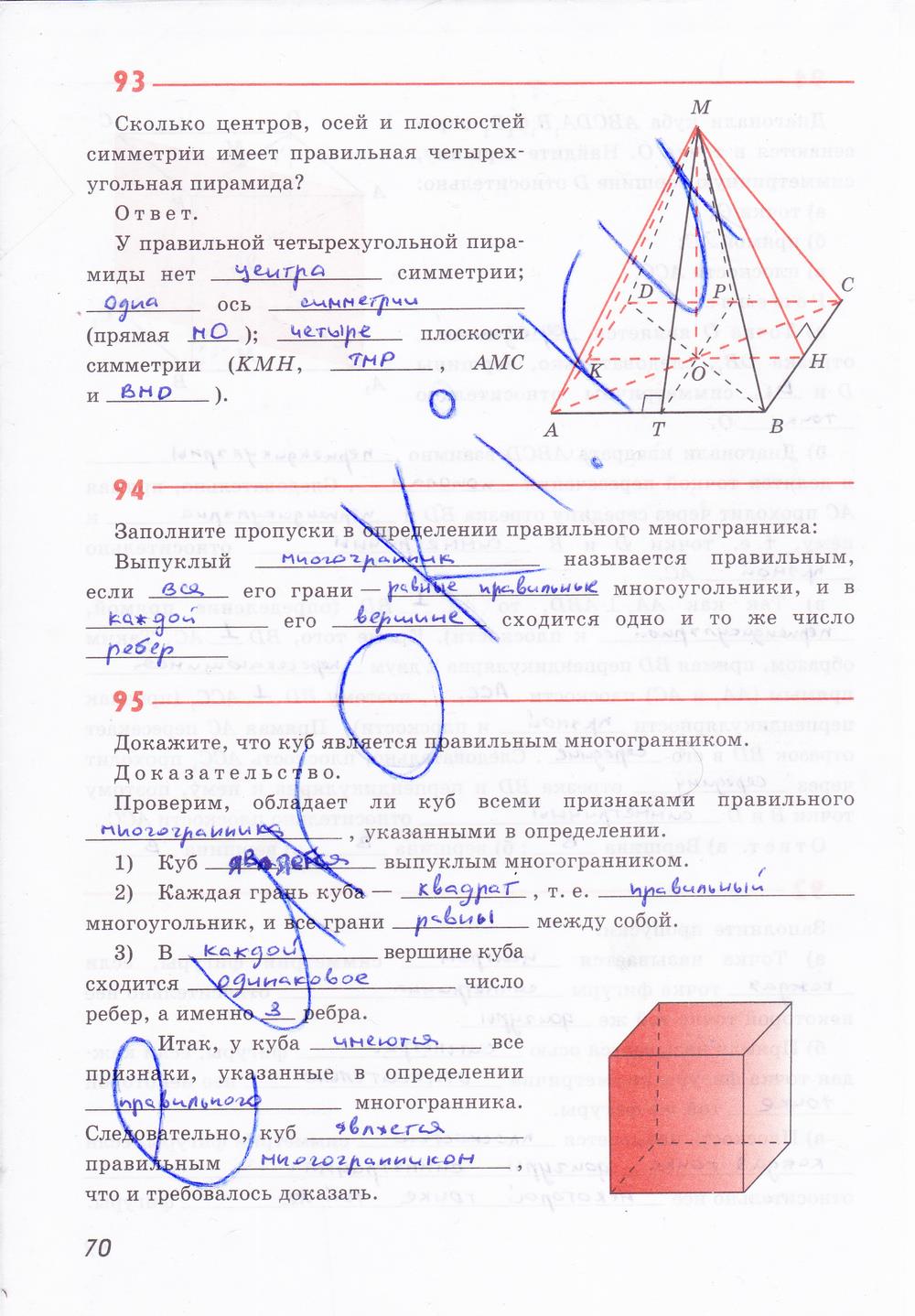 гдз 10 класс рабочая тетрадь страница 70 геометрия Глазков, Юдина, Бутузов