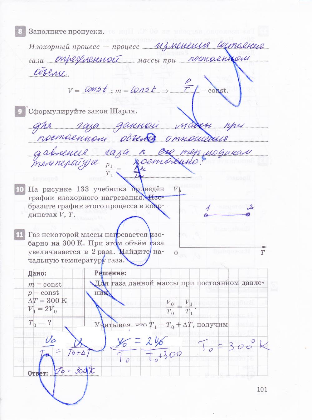 гдз 10 класс рабочая тетрадь страница 101 физика Касьянов, Дмитриева