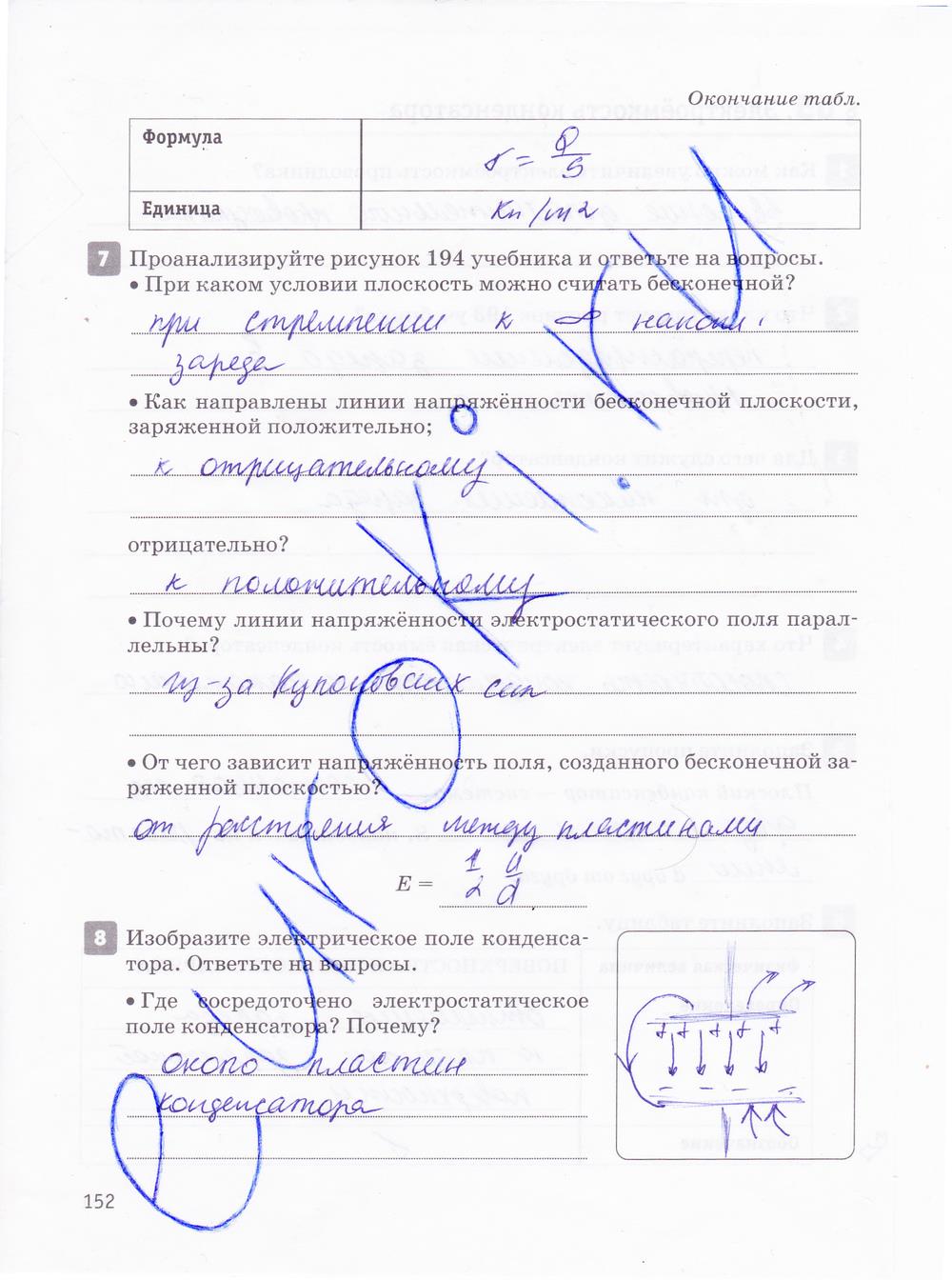 гдз 10 класс рабочая тетрадь страница 152 физика Касьянов, Дмитриева