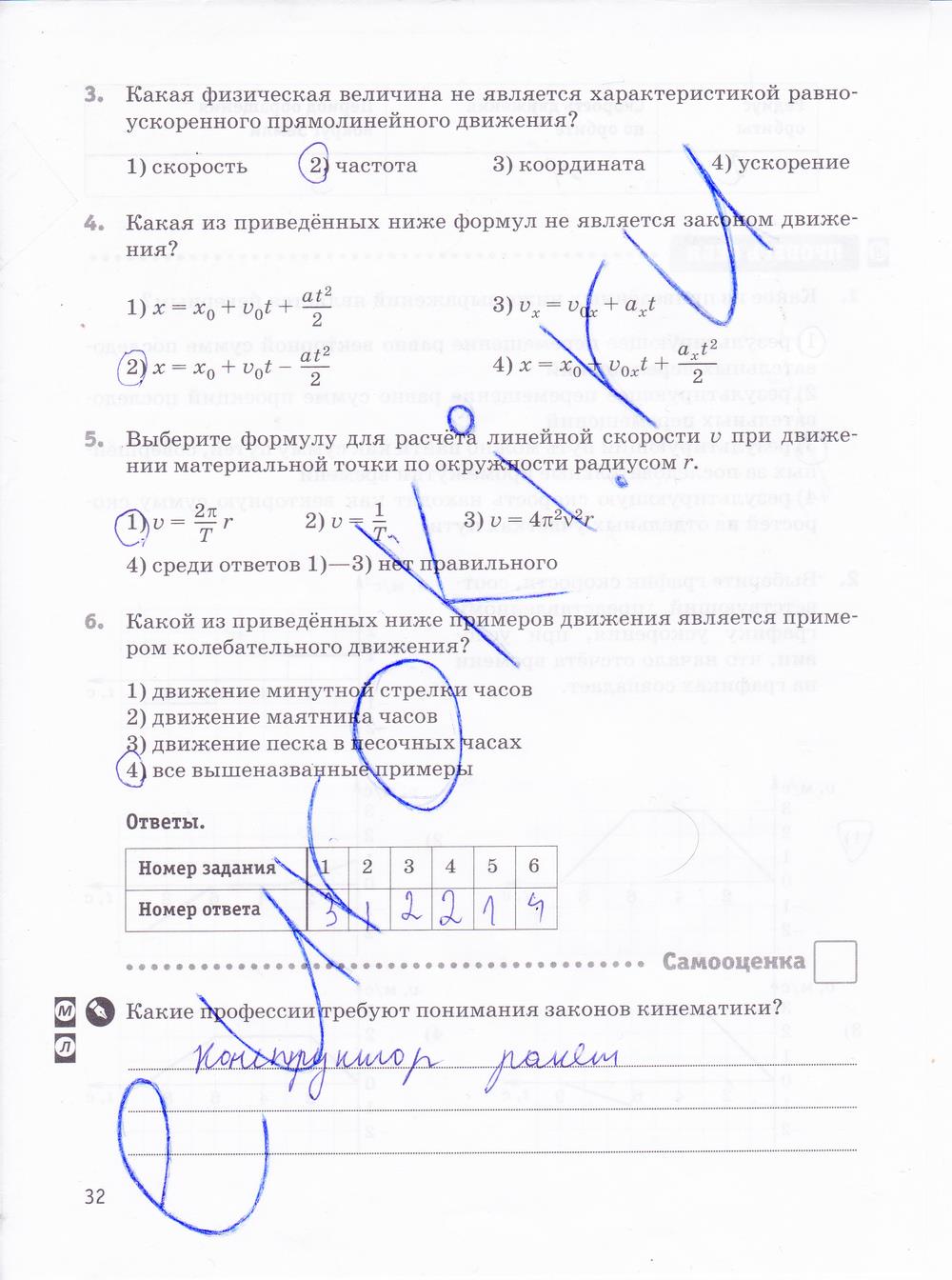 гдз 10 класс рабочая тетрадь страница 32 физика Касьянов, Дмитриева