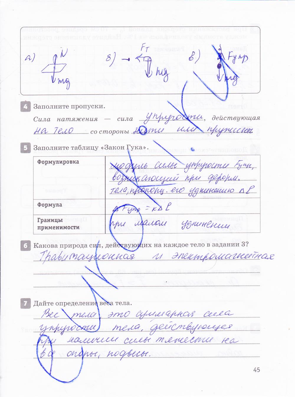 гдз 10 класс рабочая тетрадь страница 45 физика Касьянов, Дмитриева