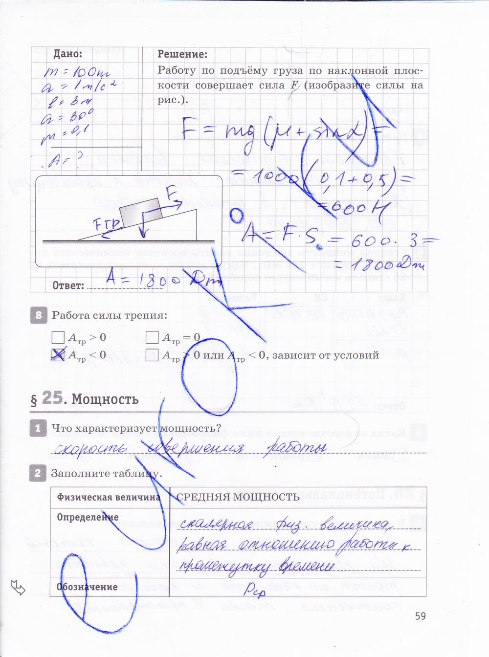 гдз 10 класс рабочая тетрадь страница 59 физика Касьянов, Дмитриева