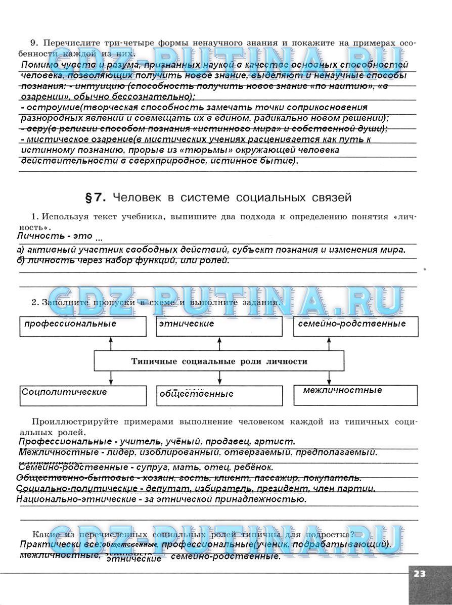 гдз 10 класс тетрадь-тренажер страница 23 обществознание Котова, Лискова