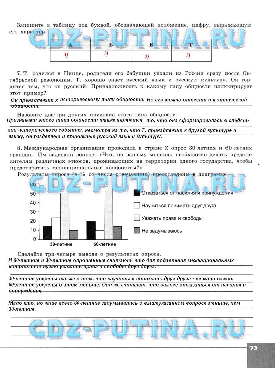 гдз 10 класс тетрадь-тренажер страница 73 обществознание Котова, Лискова