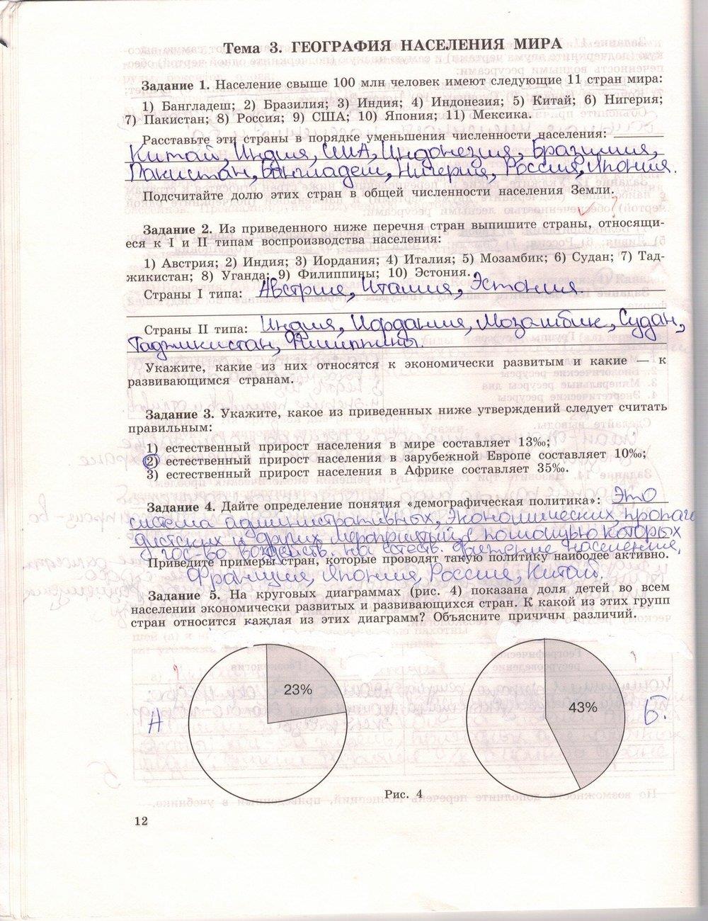 гдз 10 класс рабочая тетрадь страница 12 география Максаковский