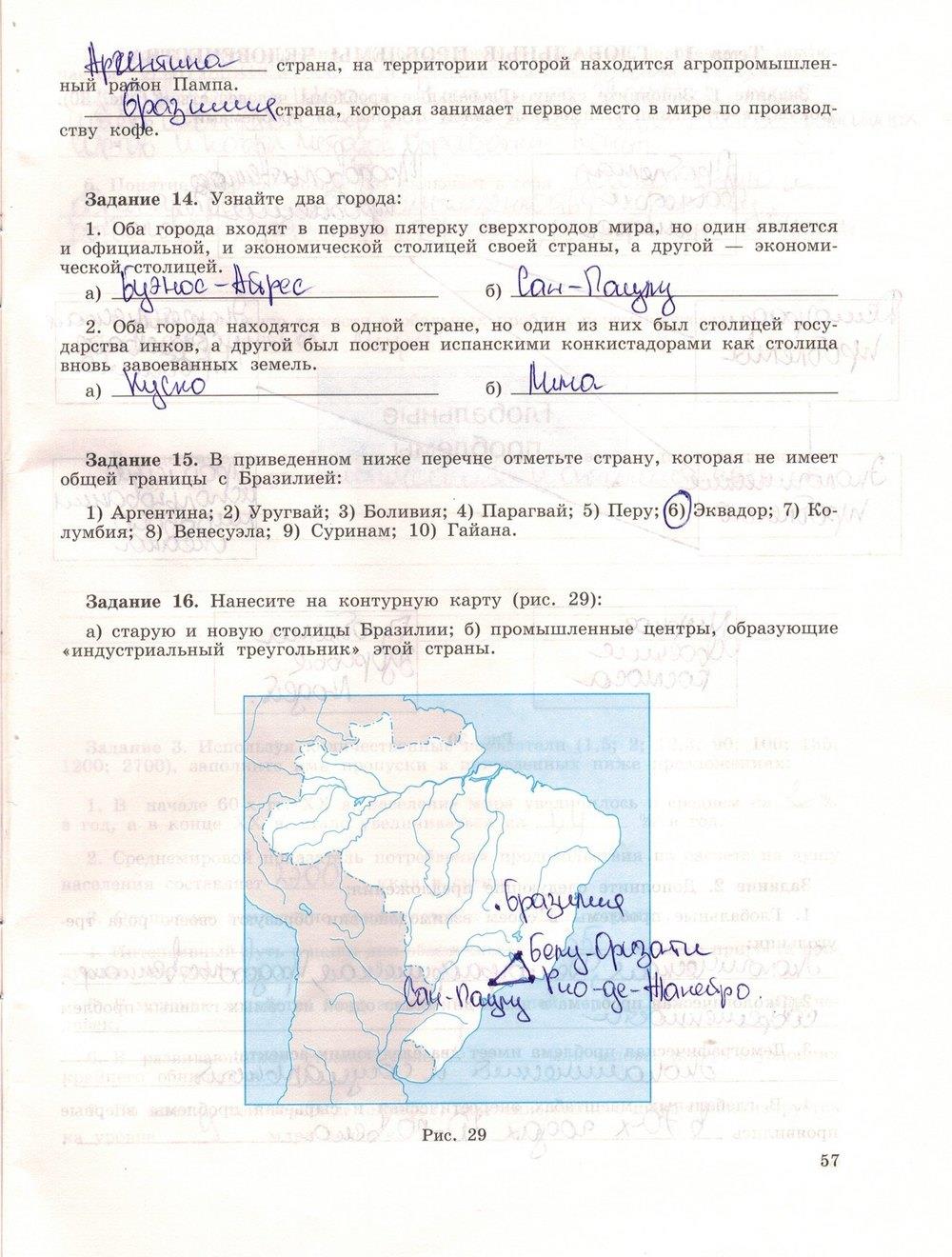 гдз 10 класс рабочая тетрадь страница 57 география Максаковский