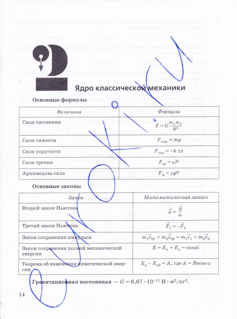 гдз 10 класс рабочая тетрадь страница 14 физика Пурышева, Важеевская