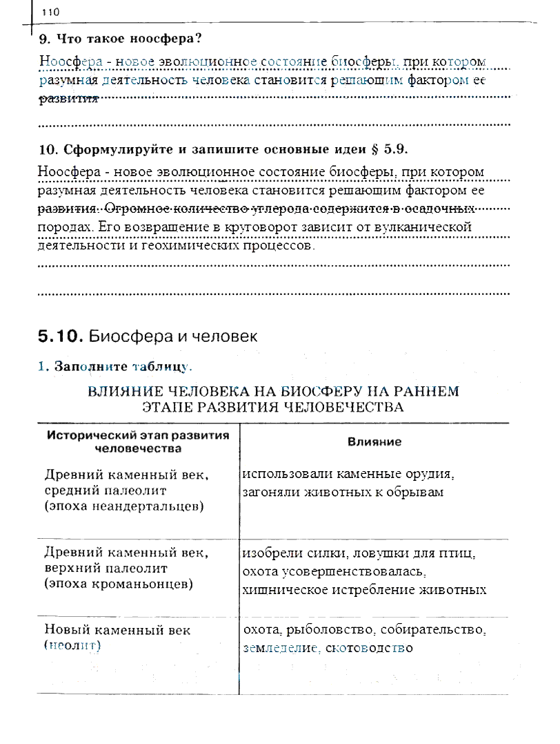 гдз 10 класс рабочая тетрадь часть 2 страница 110 биология Сивоглазов, Захарова