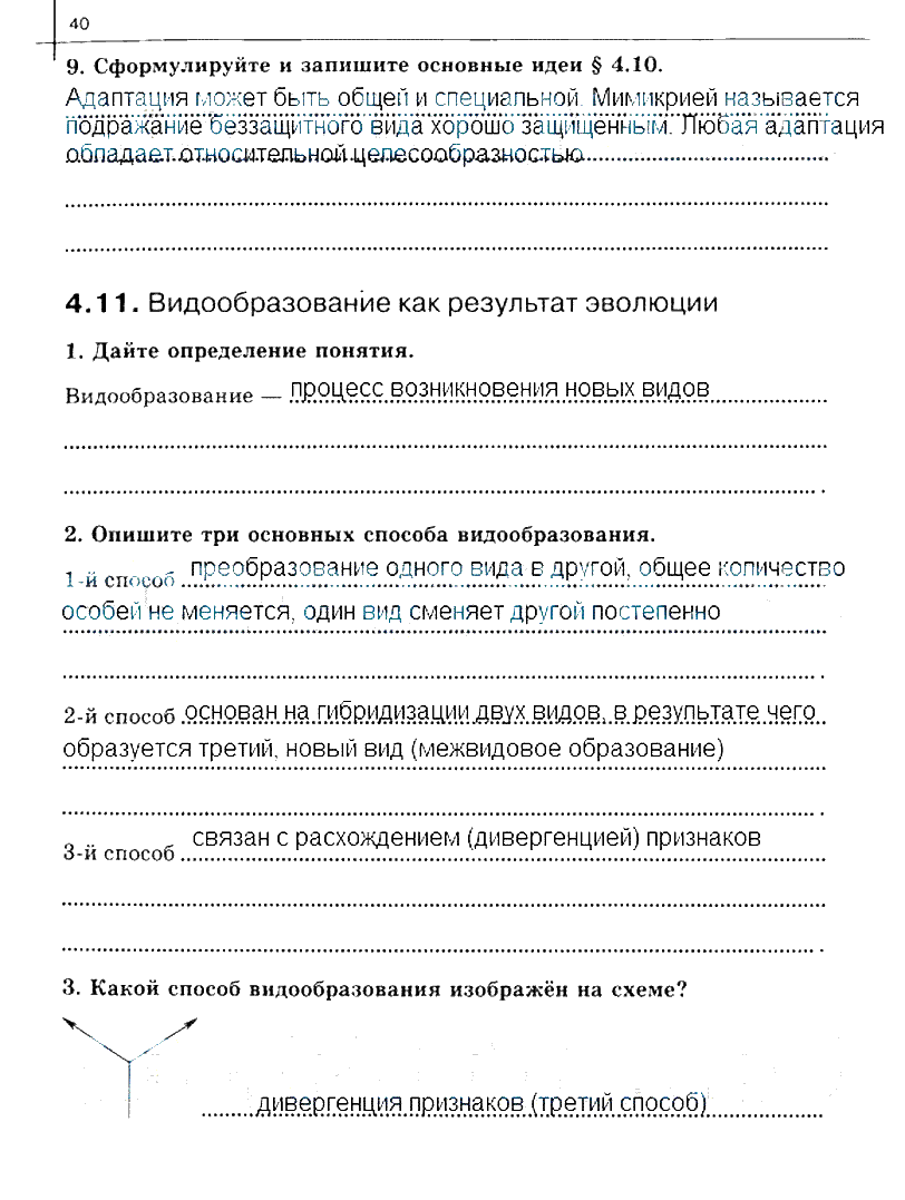 гдз 10 класс рабочая тетрадь часть 2 страница 40 биология Сивоглазов, Захарова