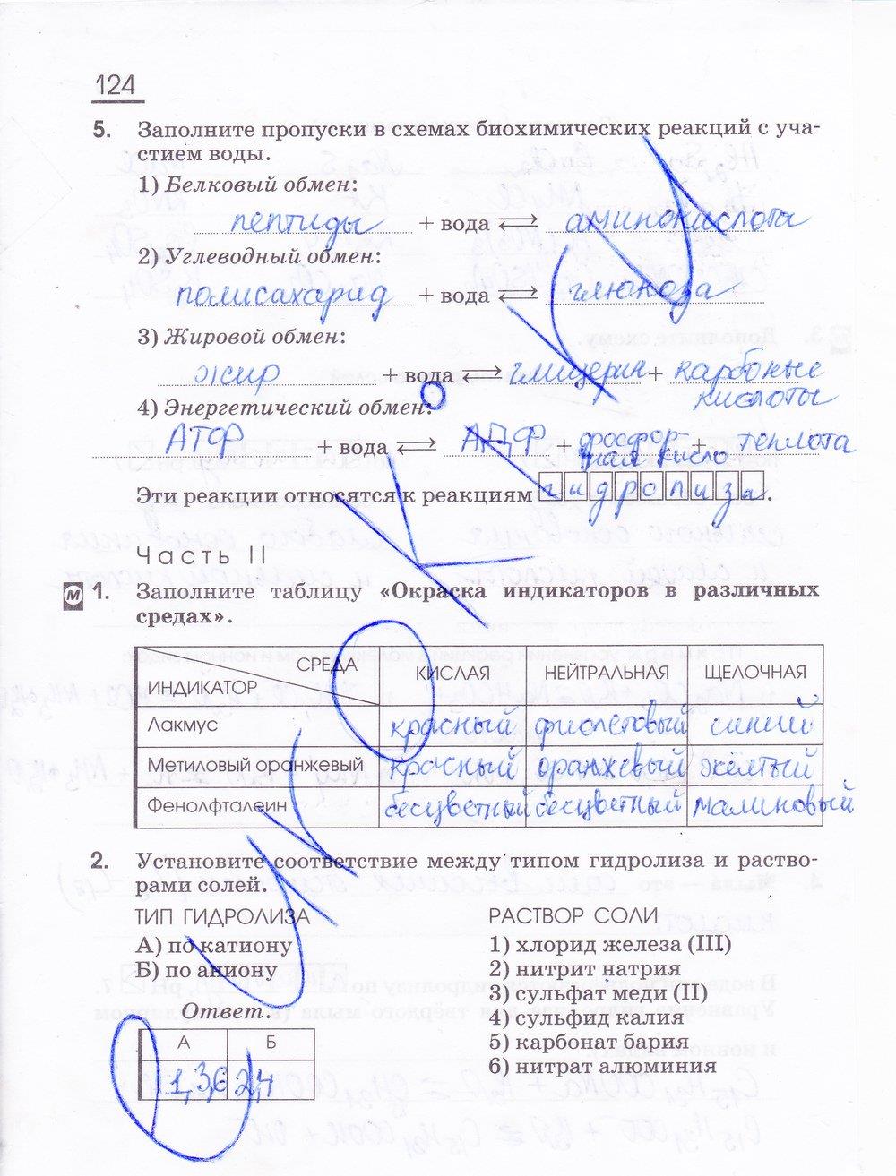 гдз 11 класс рабочая тетрадь страница 124 химия Габриелян, Сладков