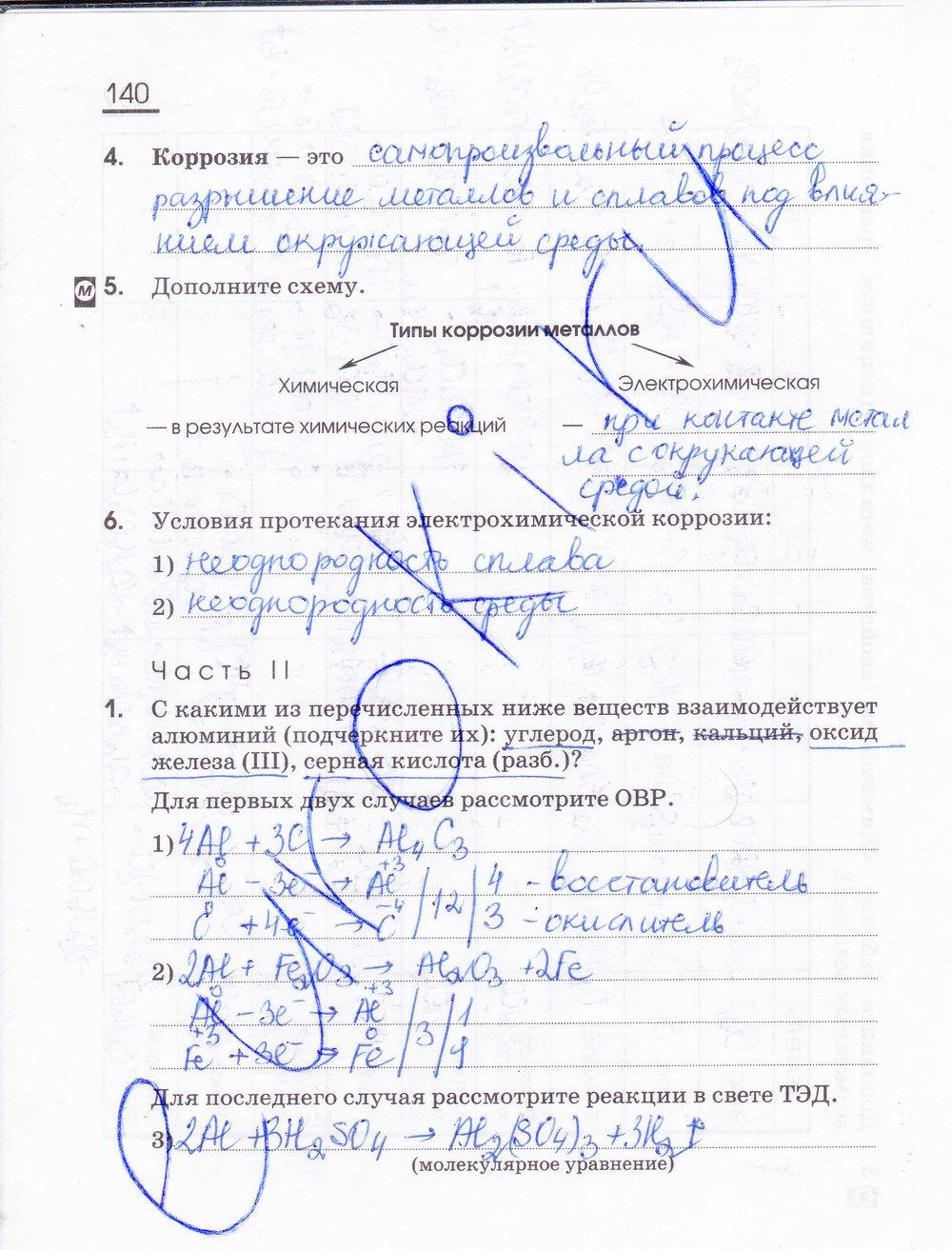 гдз 11 класс рабочая тетрадь страница 140 химия Габриелян, Сладков
