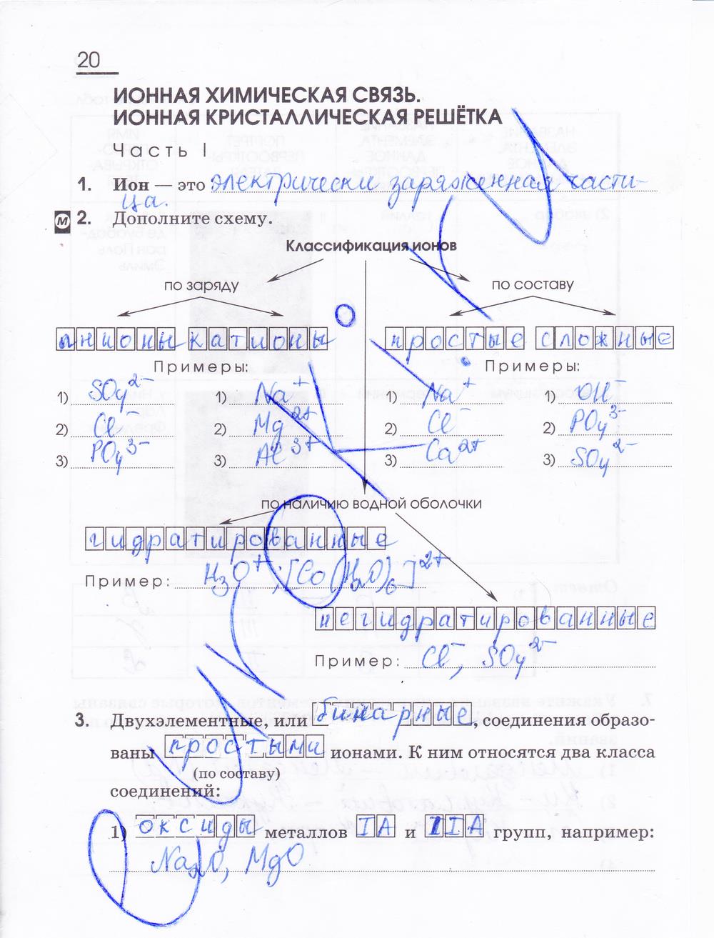 гдз 11 класс рабочая тетрадь страница 20 химия Габриелян, Сладков