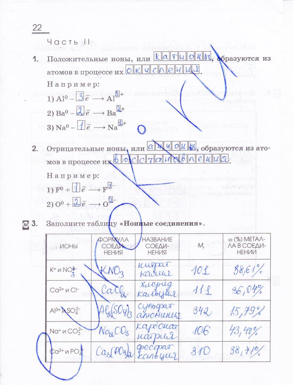 гдз 11 класс рабочая тетрадь страница 22 химия Габриелян, Сладков
