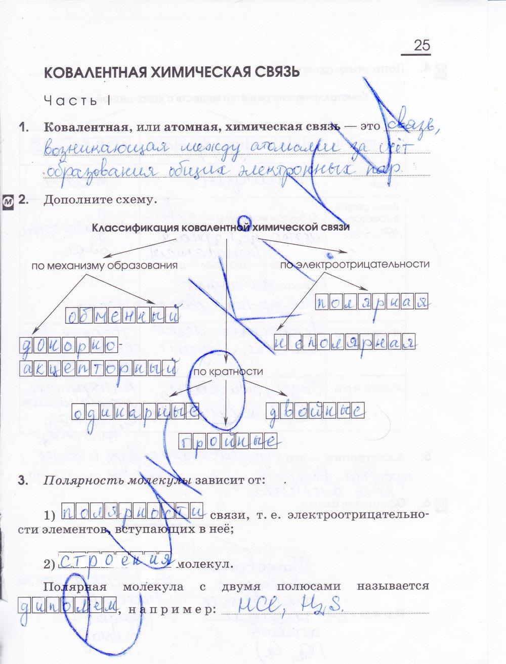 гдз 11 класс рабочая тетрадь страница 25 химия Габриелян, Сладков