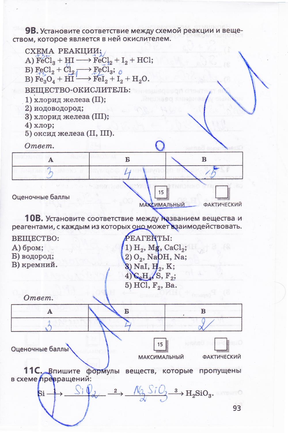 гдз 11 класс тетрадь для оценки качества знаний страница 93 химия Габриелян, Купцова