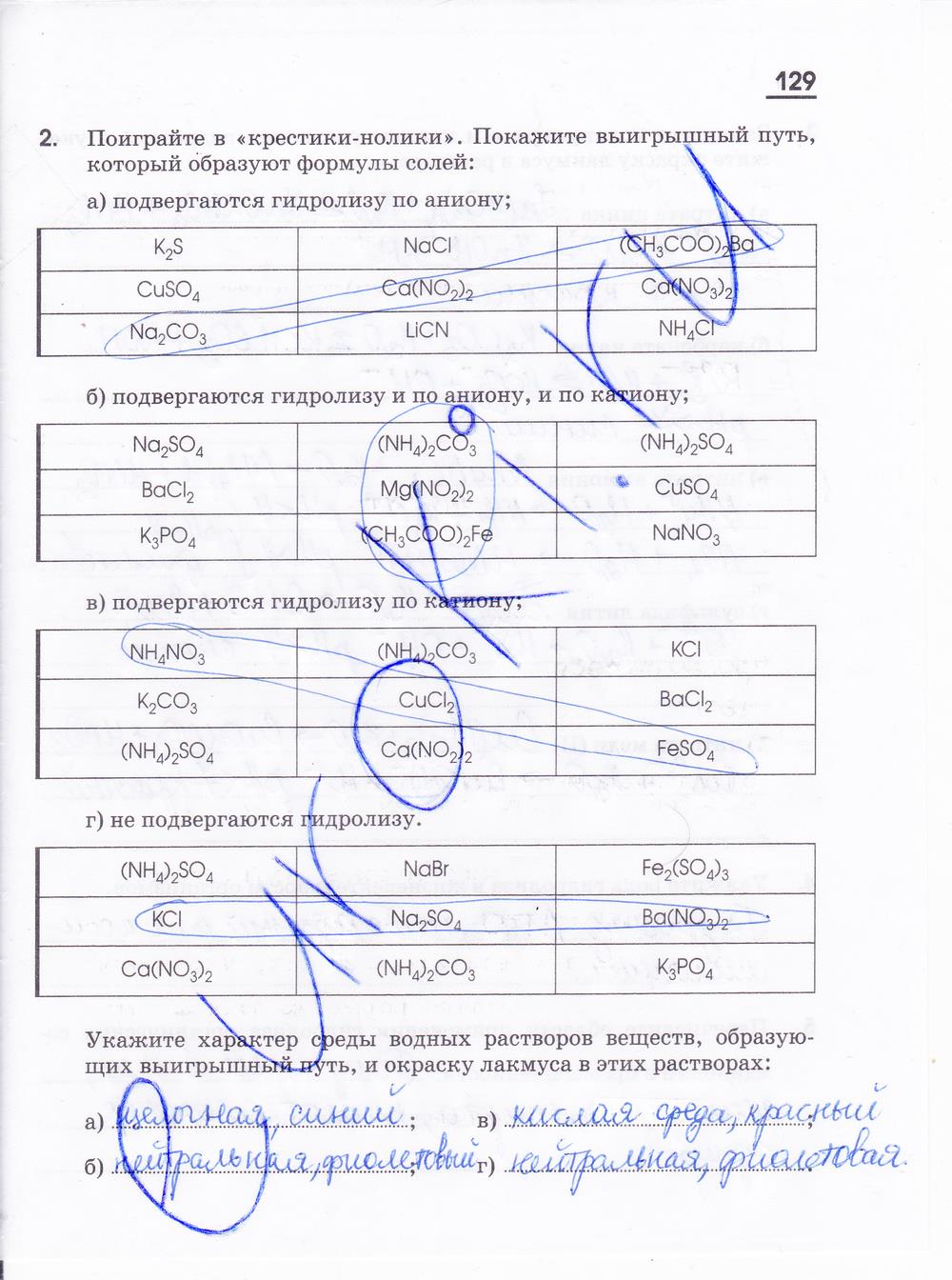 гдз 11 класс рабочая тетрадь страница 129 химия Габриелян, Яшукова