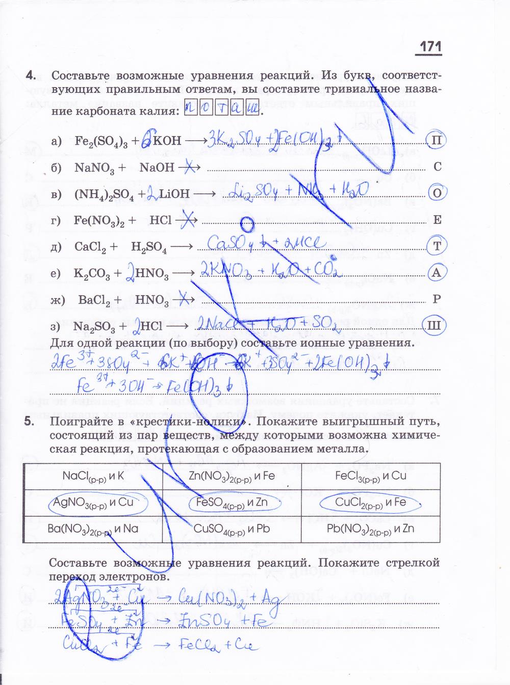 гдз 11 класс рабочая тетрадь страница 171 химия Габриелян, Яшукова