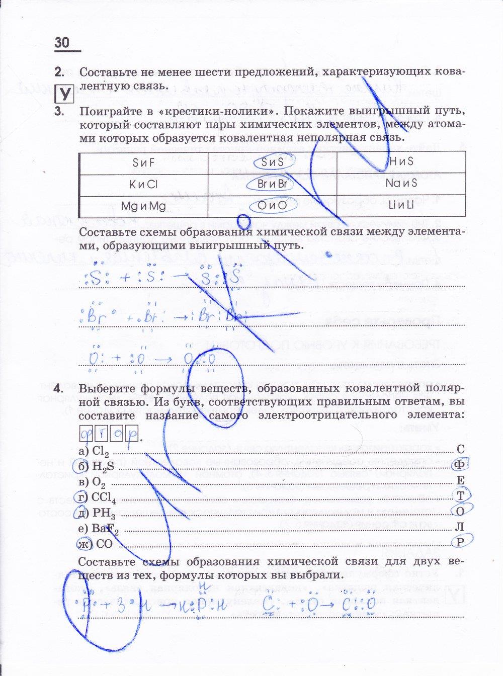 гдз 11 класс рабочая тетрадь страница 30 химия Габриелян, Яшукова