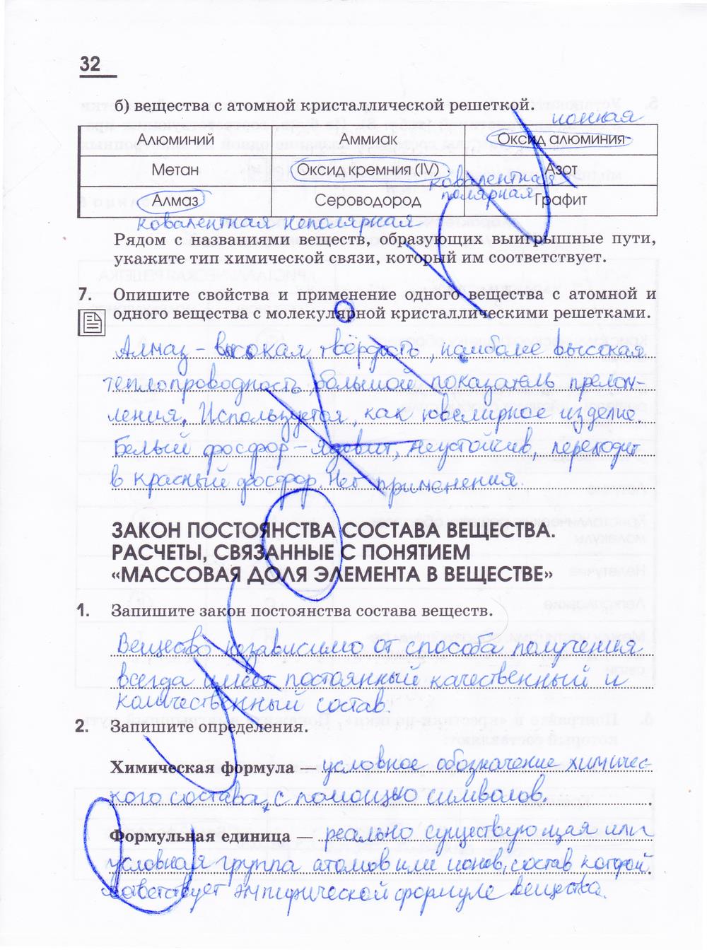 гдз 11 класс рабочая тетрадь страница 32 химия Габриелян, Яшукова
