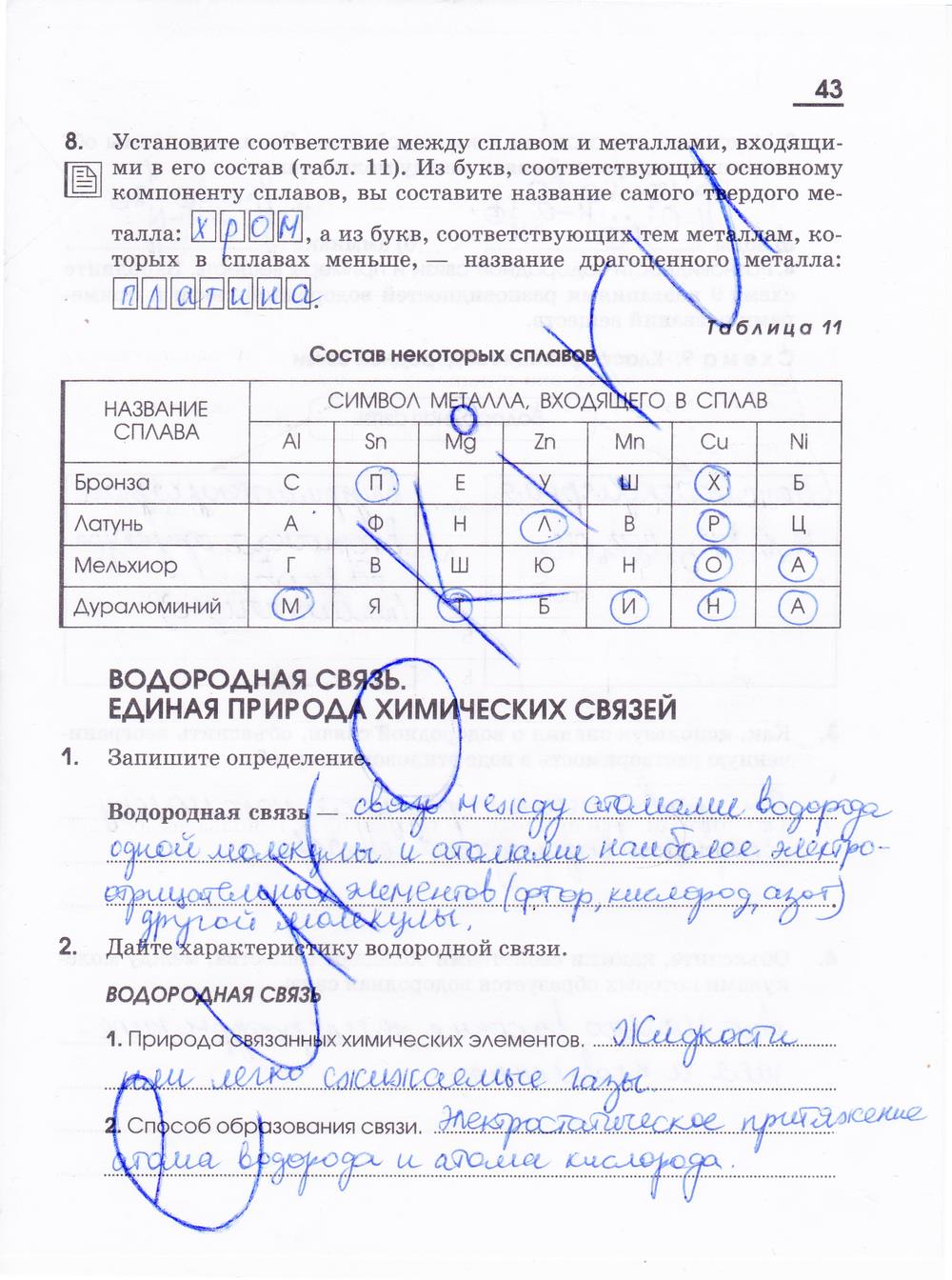 гдз 11 класс рабочая тетрадь страница 43 химия Габриелян, Яшукова