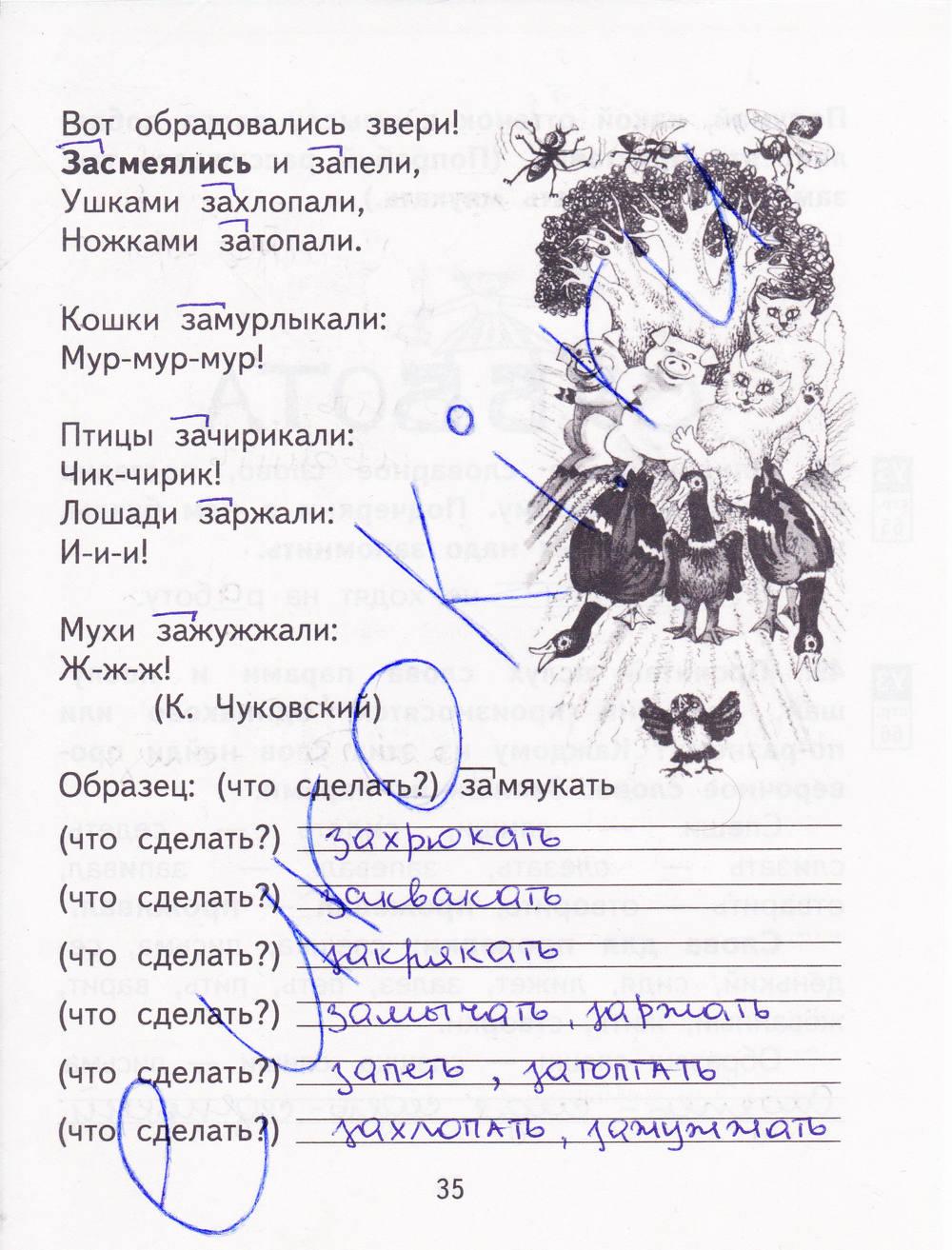 гдз 2 класс рабочая тетрадь часть 2 страница 35 русский язык Байкова, Малаховская