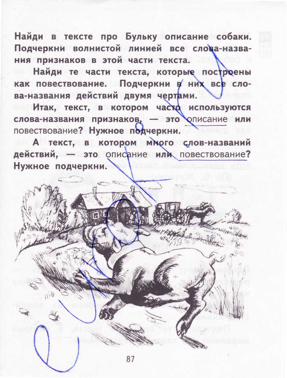 гдз 2 класс рабочая тетрадь часть 2 страница 87 русский язык Байкова, Малаховская